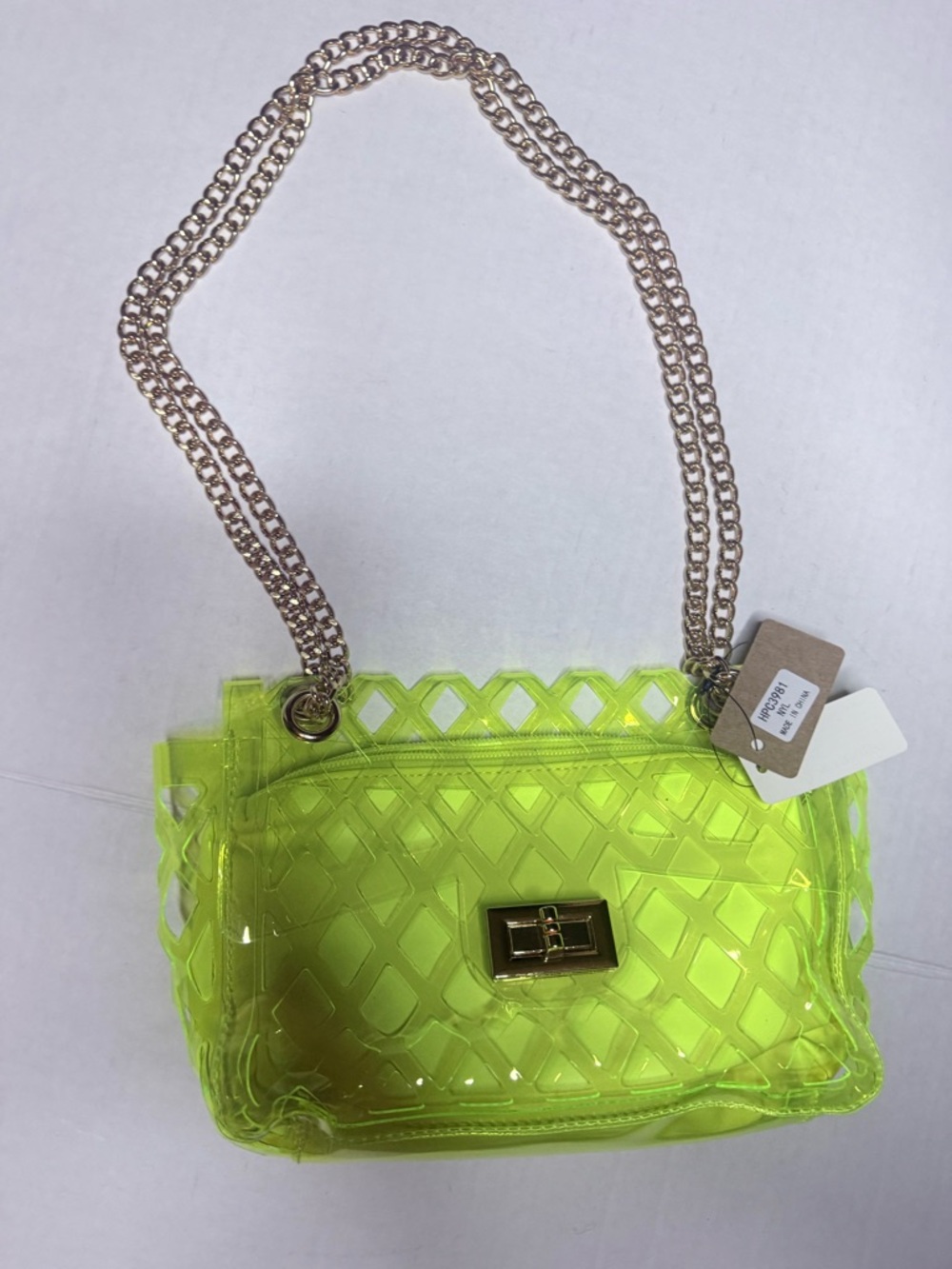 Source Unknown Neon Yellow Clear Chain Crossbody Bag - Picture 2 of 4